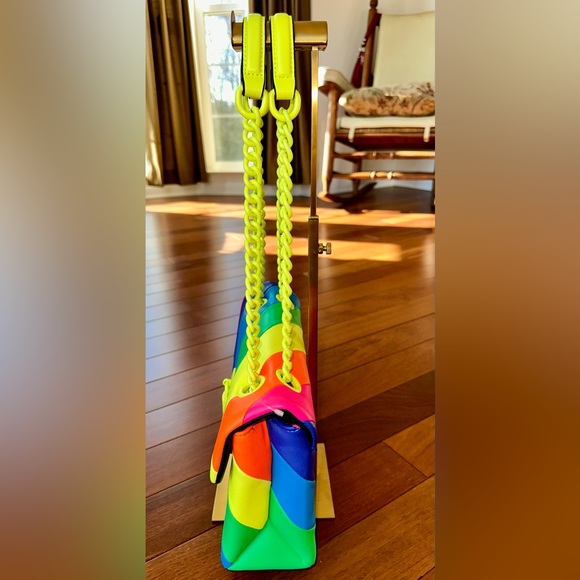 Kurt Geiger Brixton Neon Rainbow Striped Shoulder Bag. NWOT - Picture 9 of 11